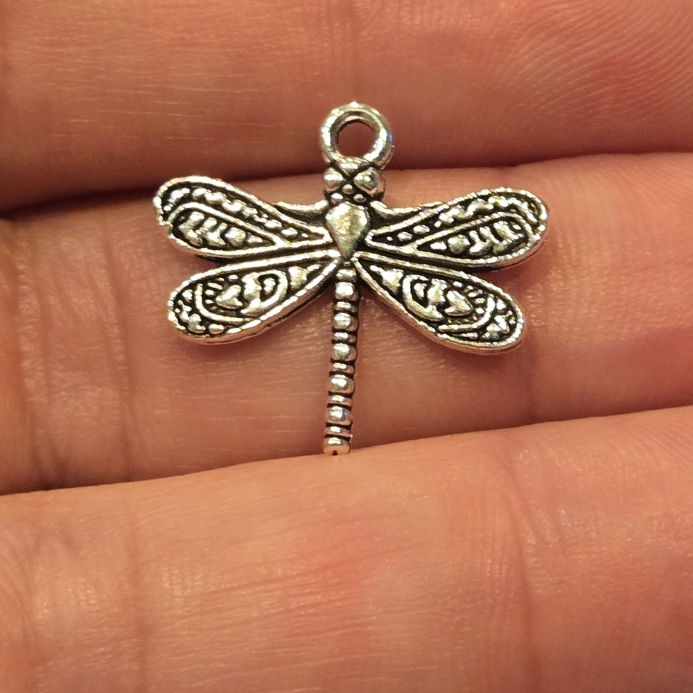 10pc Silver Dragonfly Charms Pendants for Jewelry Making DIY‎ Crafts 0.75 inch